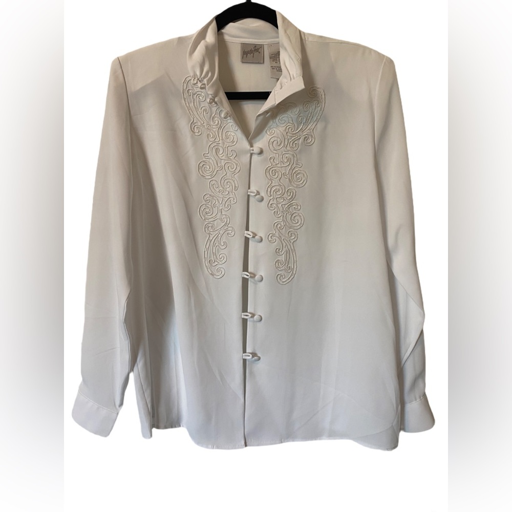 Deadstock Vintage White Blouse with embroidery and beading
